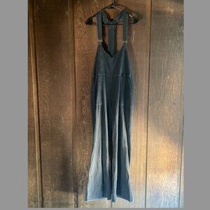 Free People Movement Gray Charcoal Black Cozy Comfy Overalls Size Large
